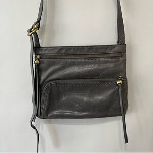 Hobo Cassie Gray Leather Crossbody Bag